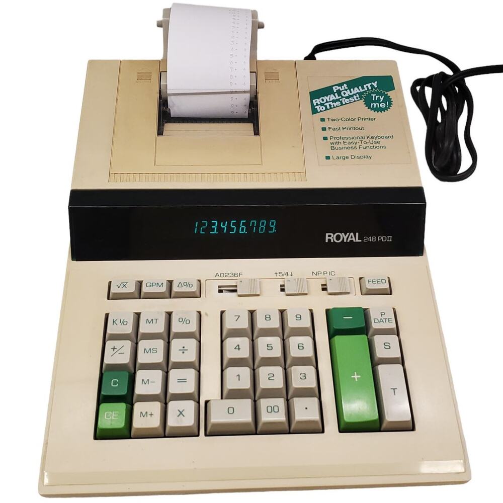 Vintage Royal 248 PD II Print Display Calculator Commercial Adding Machine